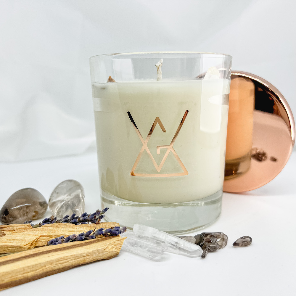 Palo Santo Meditation with Smokey & Clear Quartz Aromatherapy Candle - Image 10