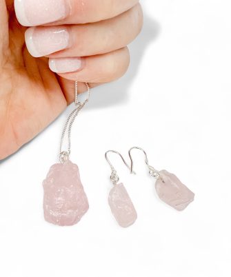 Rose Quartz Pendant & Earring Set