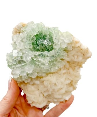 Green Apophyllite Disco Ball on Stilbite Cluster