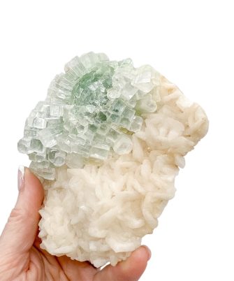 Alternative view of Green Apophyllite Disco Ball on Stilbite Cluster